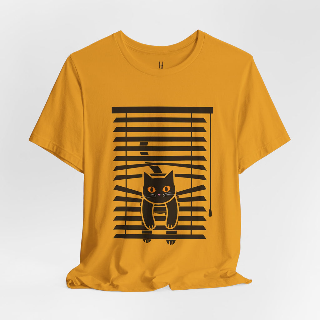 The Midnight Gaze: Black Cat in the Blinds Double-Sided Tee
