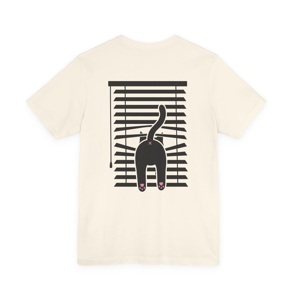 The Midnight Gaze: Black Cat in the Blinds Double-Sided Tee