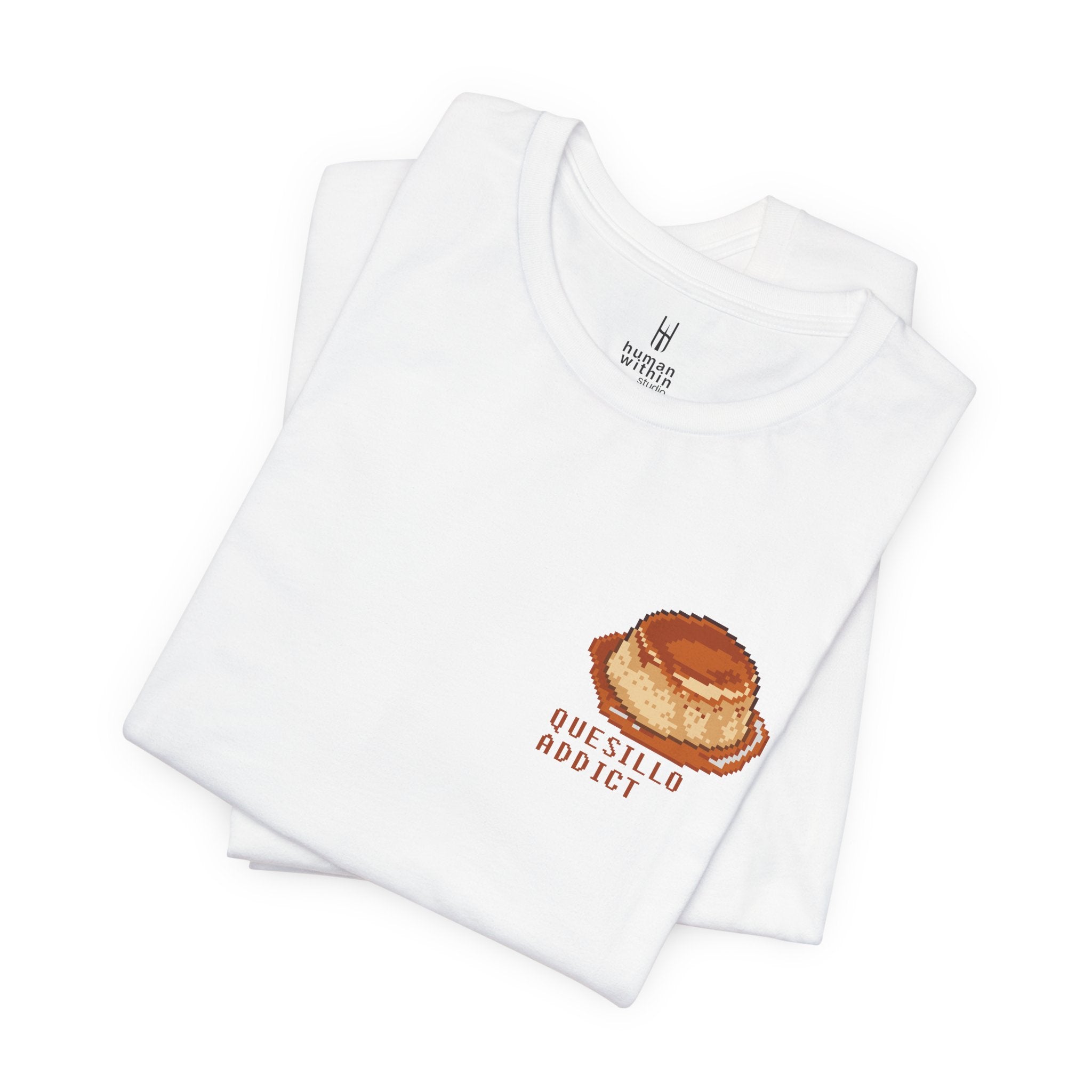Venezuelan Quesillo Pixel Tee — Retro 8‑Bit Dessert Chest T‑Shirt